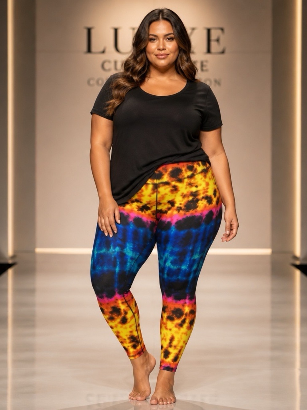 LuLaRoe Butter Soft Curve Tie-Dye High-Rise Leggings - Black Multicolor TC2